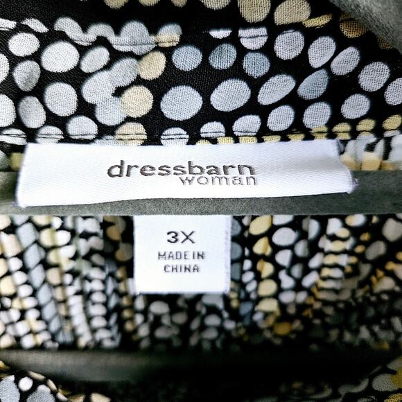 DressBarn Women's Plus 3X Quarter Flare Sleeve Blouse Mosaic Dot Pattern Bold - Picture 6 of 7